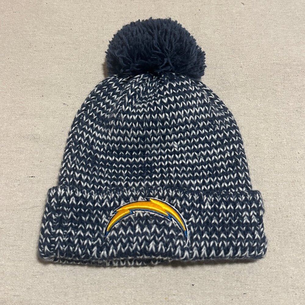 New Era Women's NFL Los Angeles Chargers Knit Pom Lightning Bolt Beanie Hat